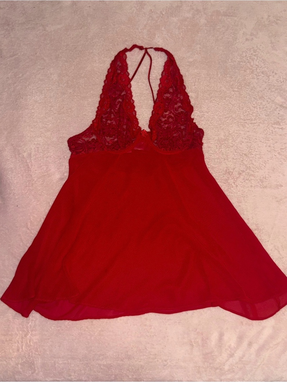 27 ❤️Enchanting Red Lace Halter Babydoll Lingerie❤️